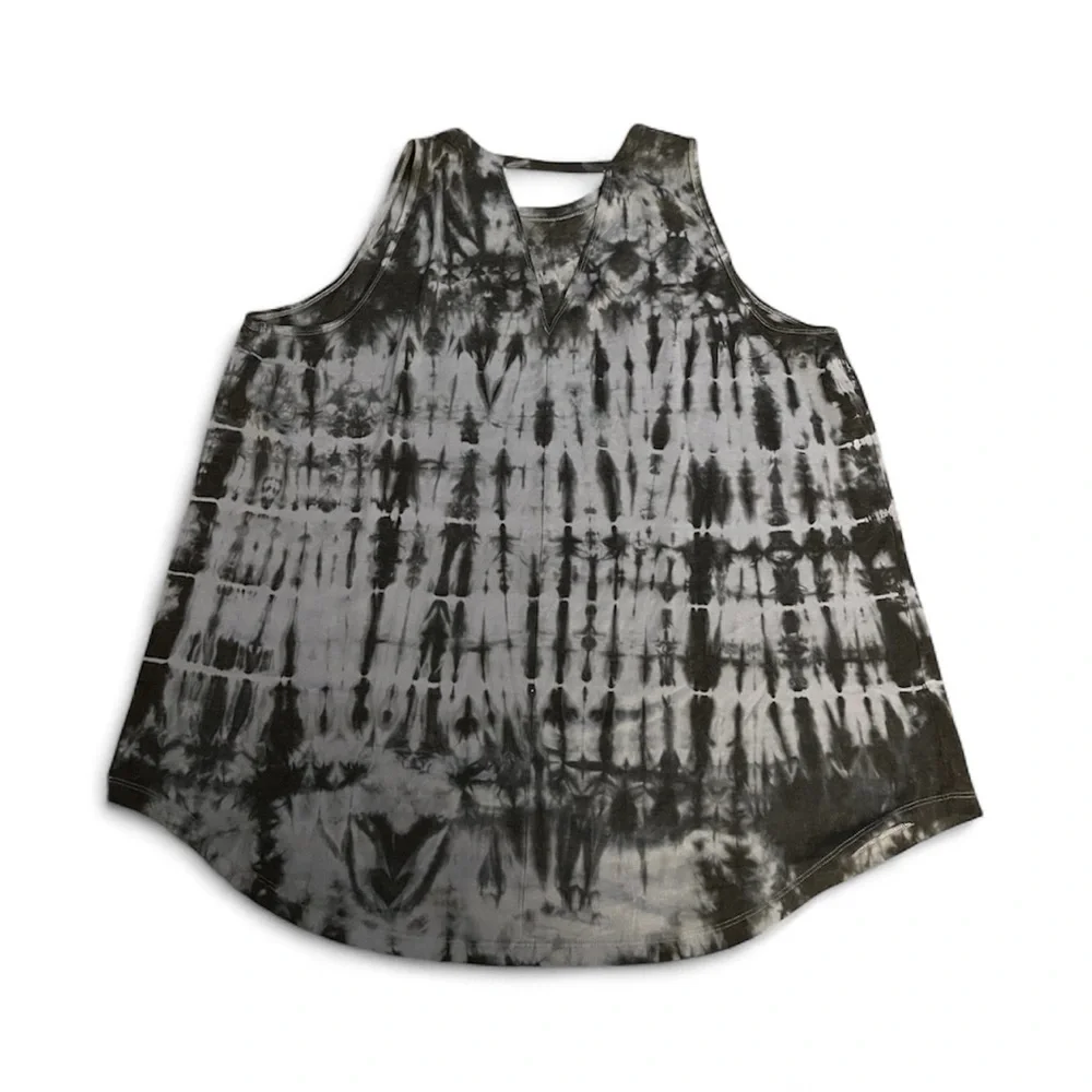 Tie-Dye Sleeveless‎ Top - Dark Blue and Light Blue